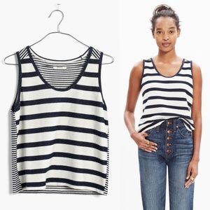 Madewell Coastland navy cream striped sweater tank